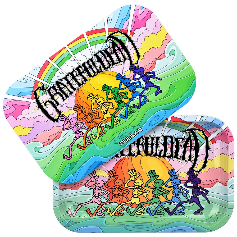 Grateful Dead x Pulsar Metal Rolling Tray w/ magnetic Lid - Under The Rainbow