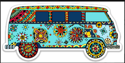 Hippie Van 4x2" Sticker