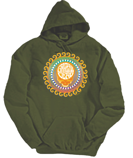 Dye the Sky - Grateful Dead Orange Sunshine Green Hoodie