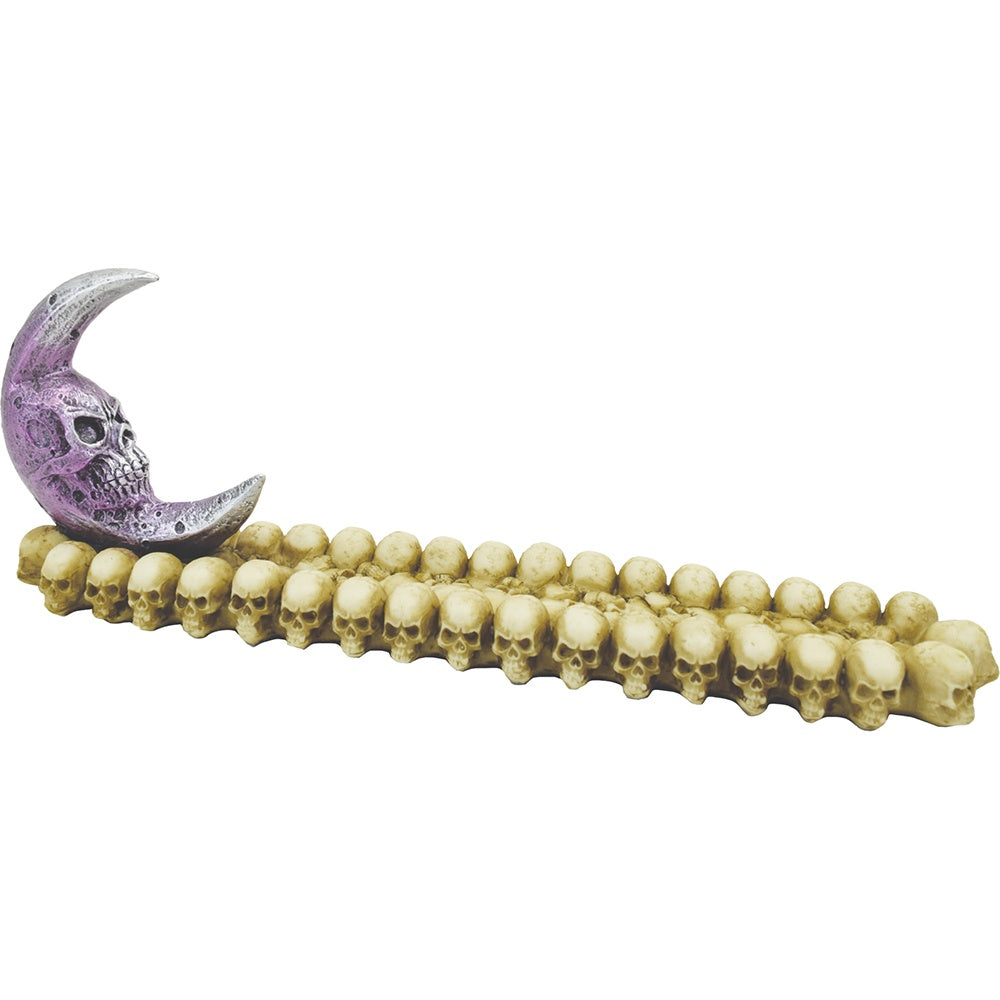 Crescent Skull Moon Polystone 11.5" Incense Burner