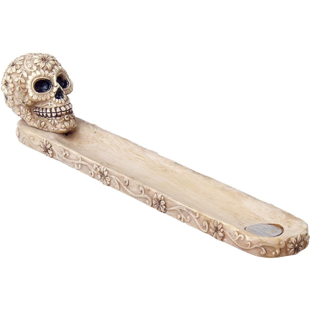 Fujima - 10" Flower Sugar Skull Incense Burner