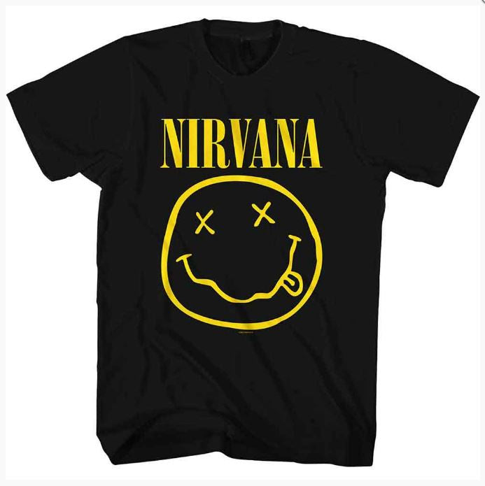 Rock Off - Nirvana Unisex 'Yellow Happy Face' T-Shirt