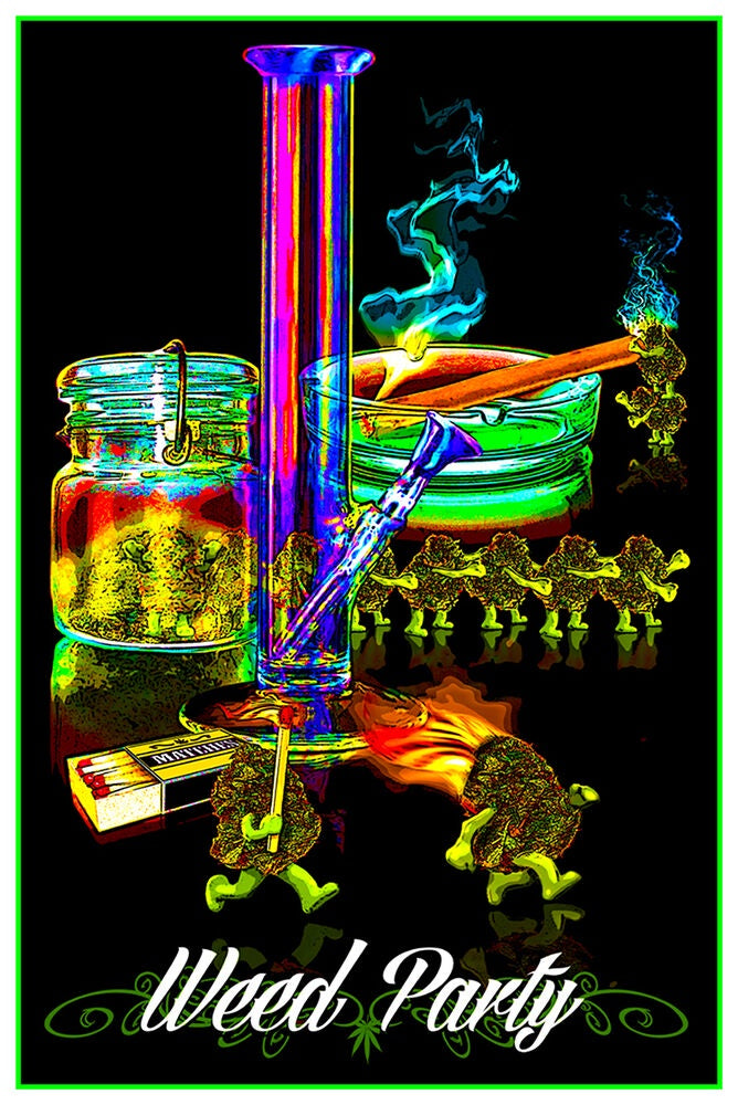 Weed Party Non Flocked Blacklight Poster