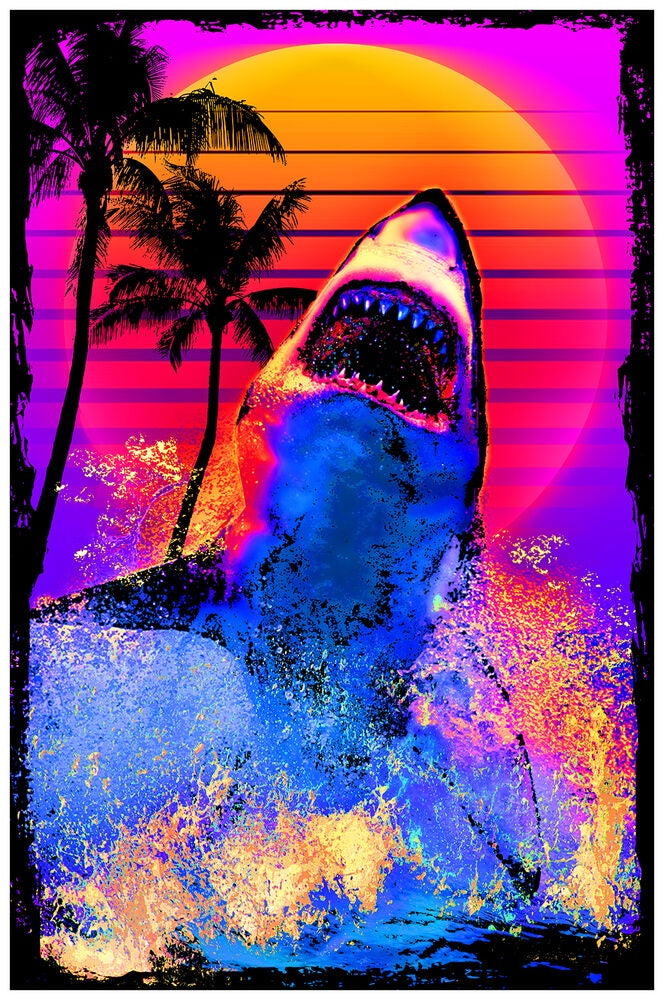 Shark Breach Blacklight Poster