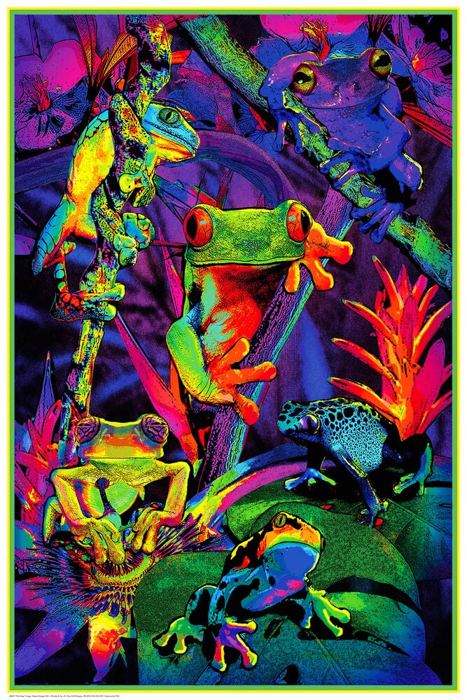 Tree Frogs Blacklight Poster