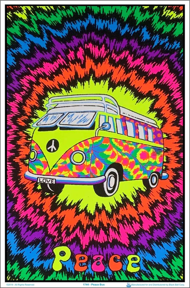 Peace Bus Blacklight Poster BL1C12