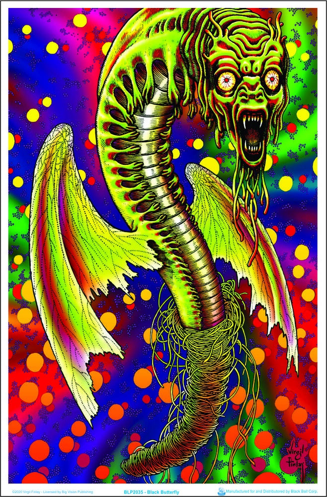 Black Butterfly Blacklight Poster BL2A10