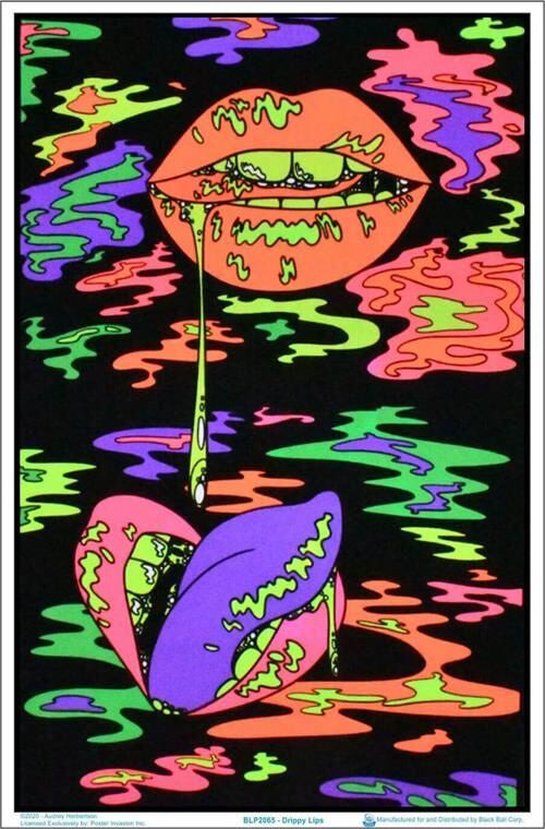 Drippy Lip Blacklight Poster BL2C12