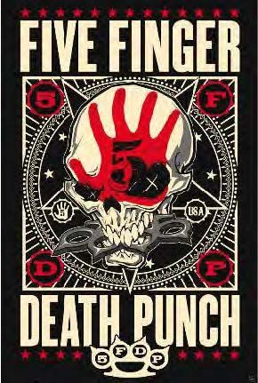 Five Finger Death Punch Red Hand Skull Poster