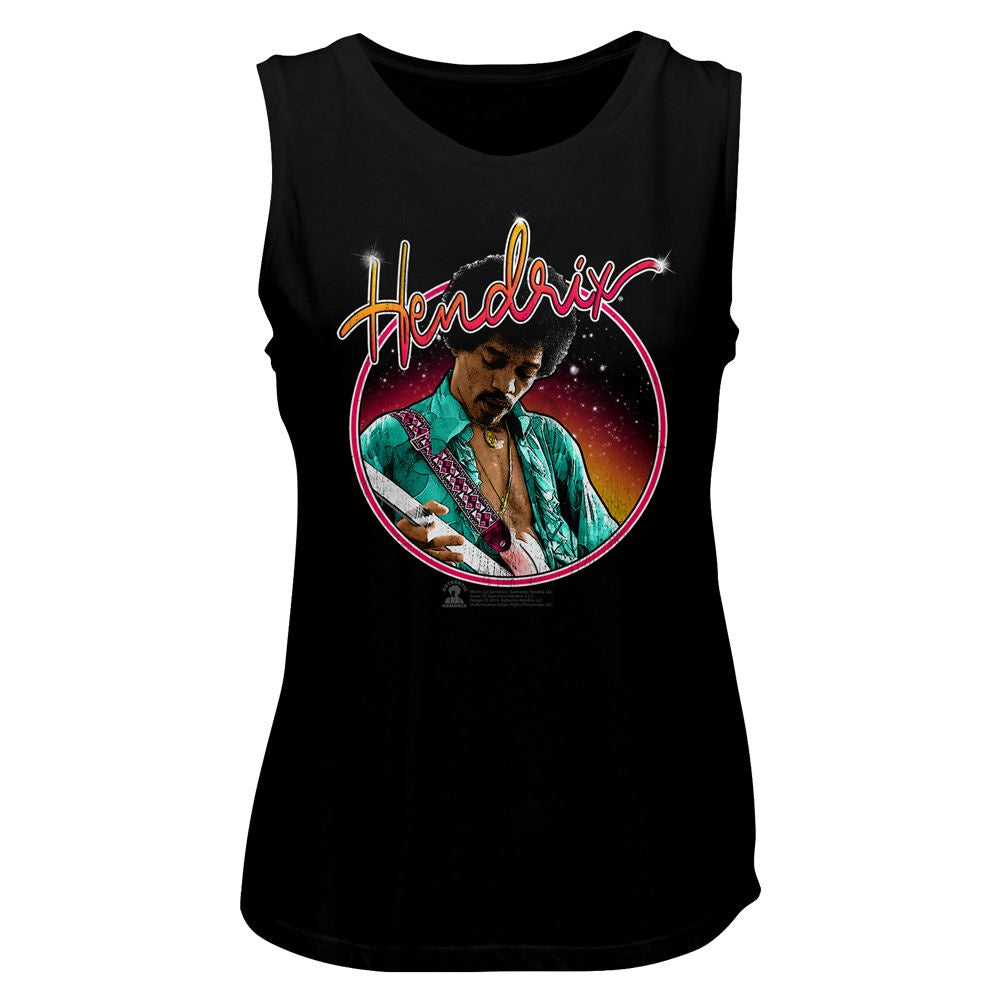 Jimi Hendrix Ladies Neon Muscle Shirt- American Classic