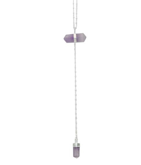 Earths Elements - Amethyst Double Crystal Necklace
