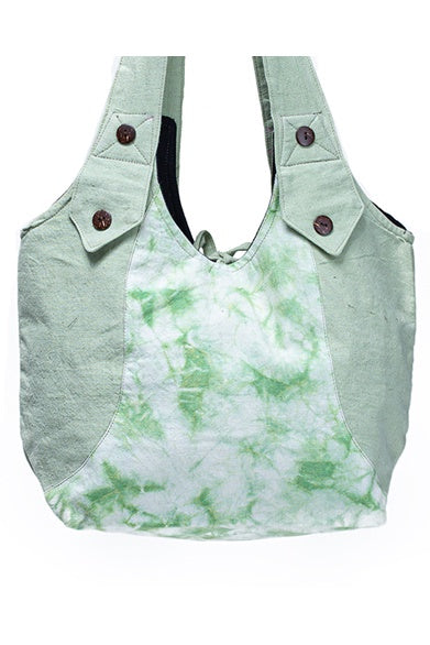 Light Green Tie-Dye Cotton Hobo Shoulder Bag