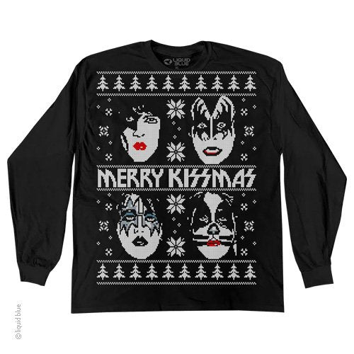 KISS - Merry Kissmas Black L-Sleeve Shirt
