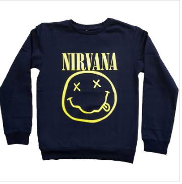 Nirvana 'Yellow Happy Face' Kids Black Sweatshirt