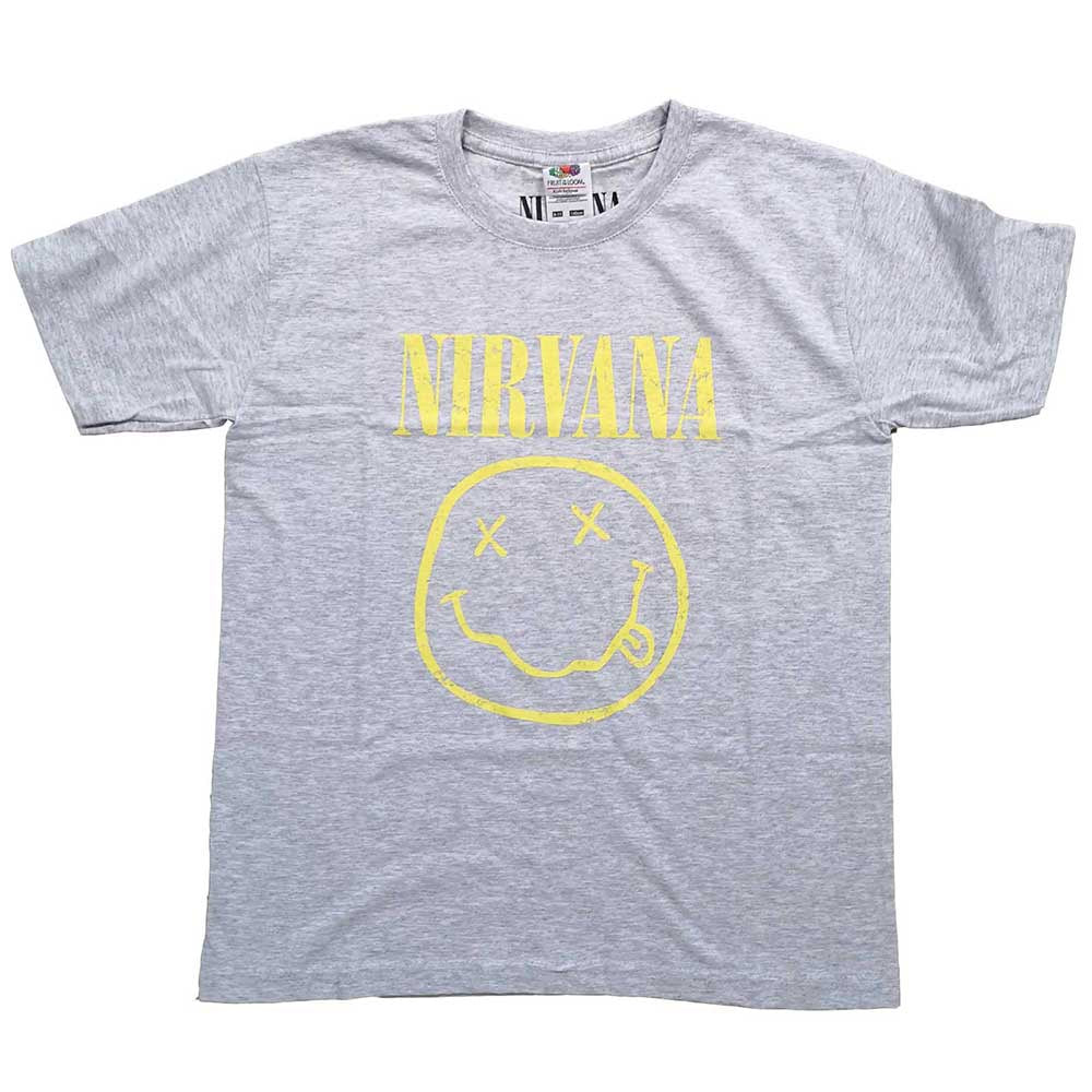 Nirvana Yellow Smiley Boys Heather T-Shirt