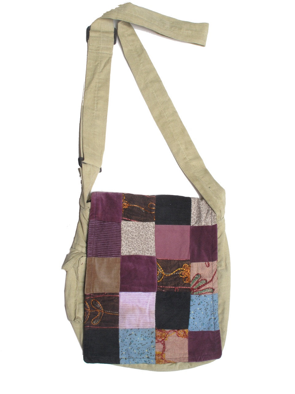 Blue Sky - Patchwork Flap Handbag with Multiple Compartment Interior