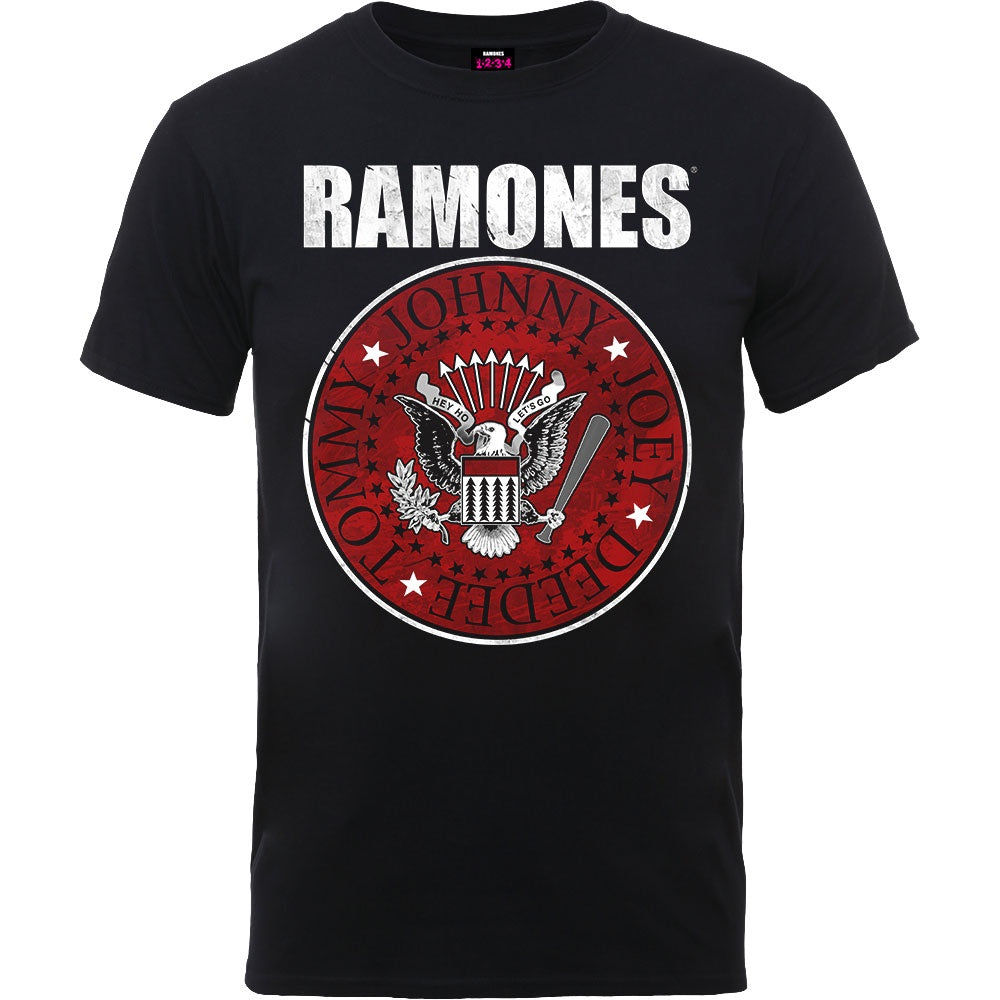 RAMONES UNISEX T-SHIRT: RED FILL SEAL