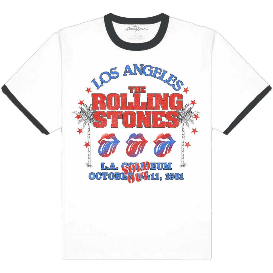 THE ROLLING STONES UNISEX RINGER T-SHIRT: AMERICAN LA TOUR