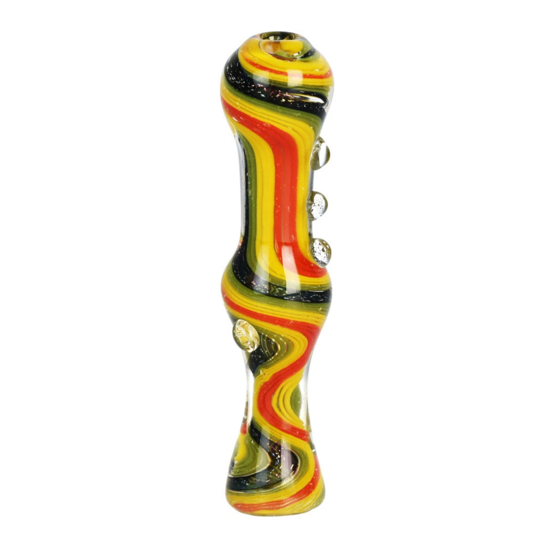 3.5" Rasta Dichro Banded Chillum w/ Marbles