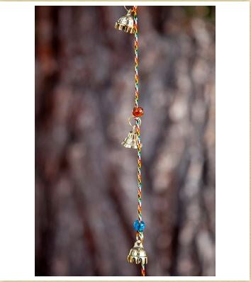 India Arts - 10 Brass Mini Bells On Cord