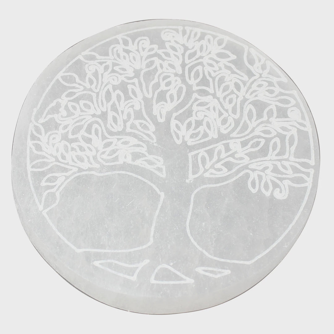Earth's Elements - Selenite Tree of Life Charging Coaster