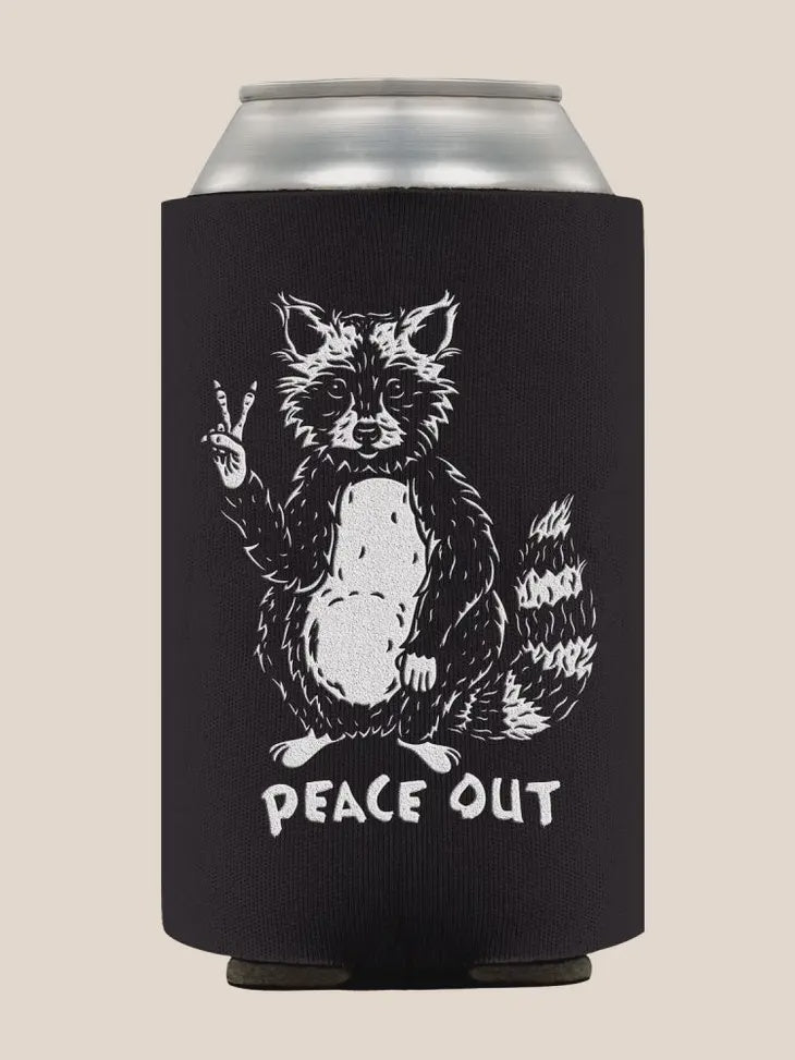 Soul Flower - Peace Out Raccoon Coozie