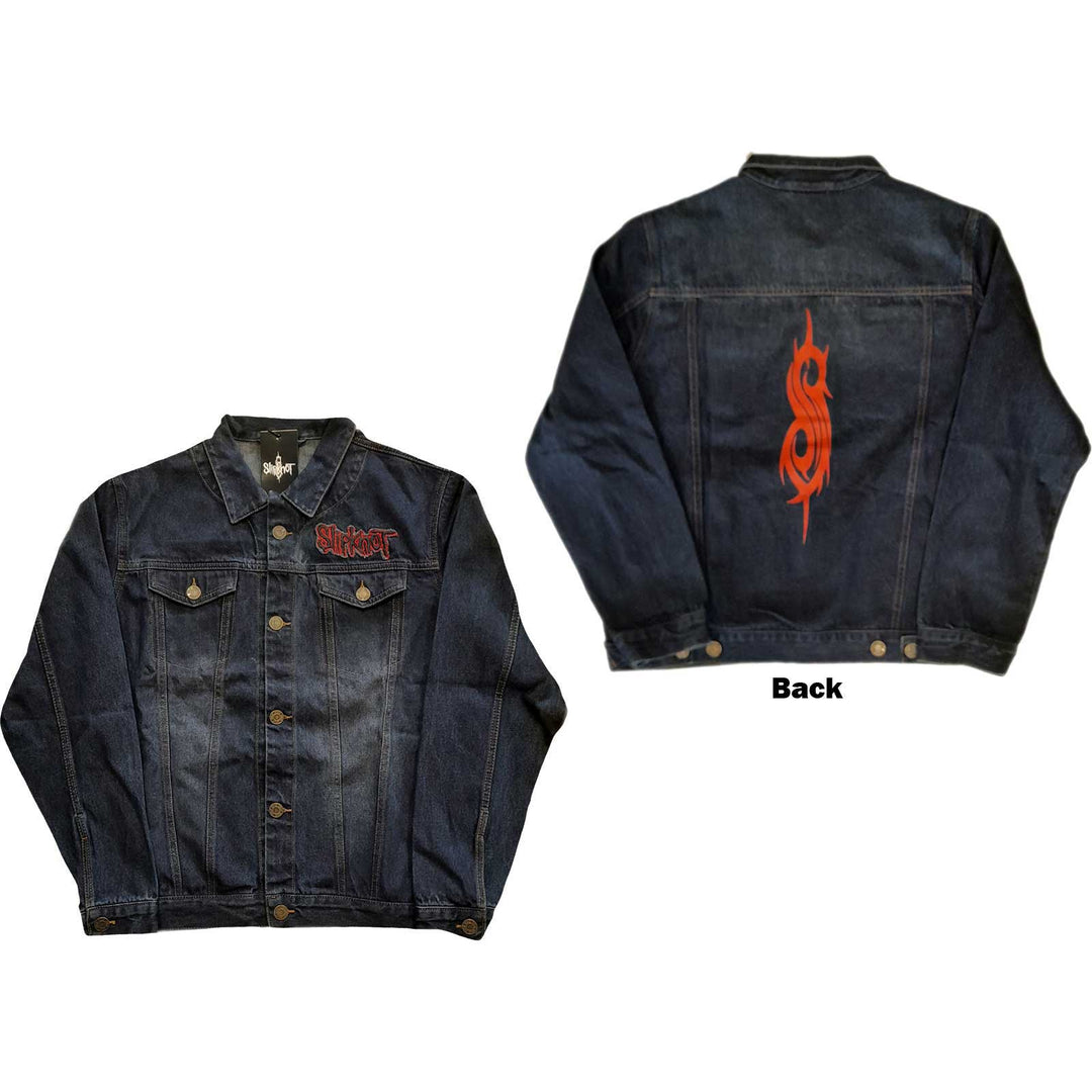 SLIPKNOT UNISEX DENIM JACKET: TRIBAL LOGO (BACK PRINT)