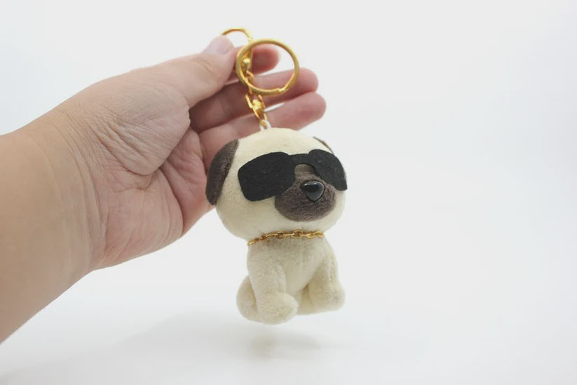 P.L. the Cool Pug Plush Keychain - Stylish and Laid-back
