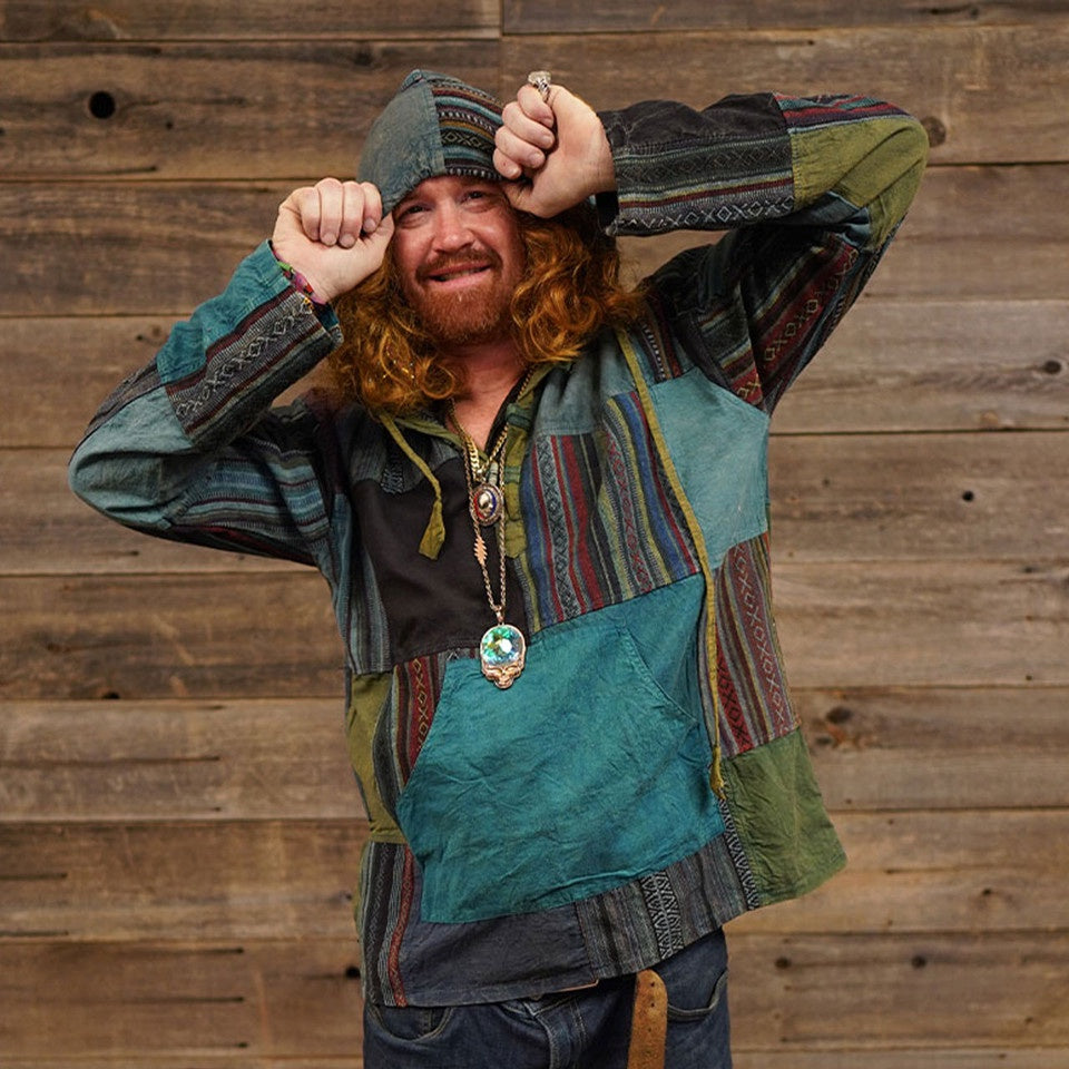 Jayli - Heavy Cotton Gherri & Print Patchwork Pullover Hoodie
