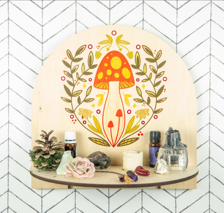 Birch Shelf w/Mushroom 2