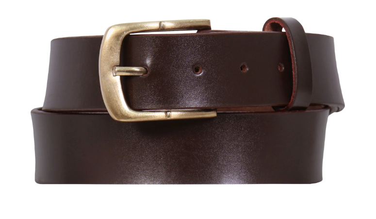 Brown Leather Belt w/Square Buckle