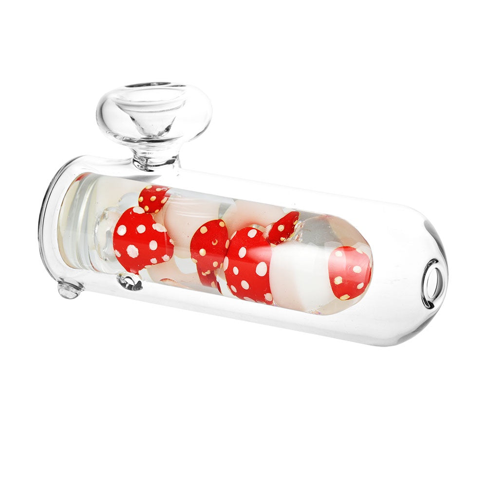 Shroom Party Glow In The Dark Glass Hand Pipe 5.25"