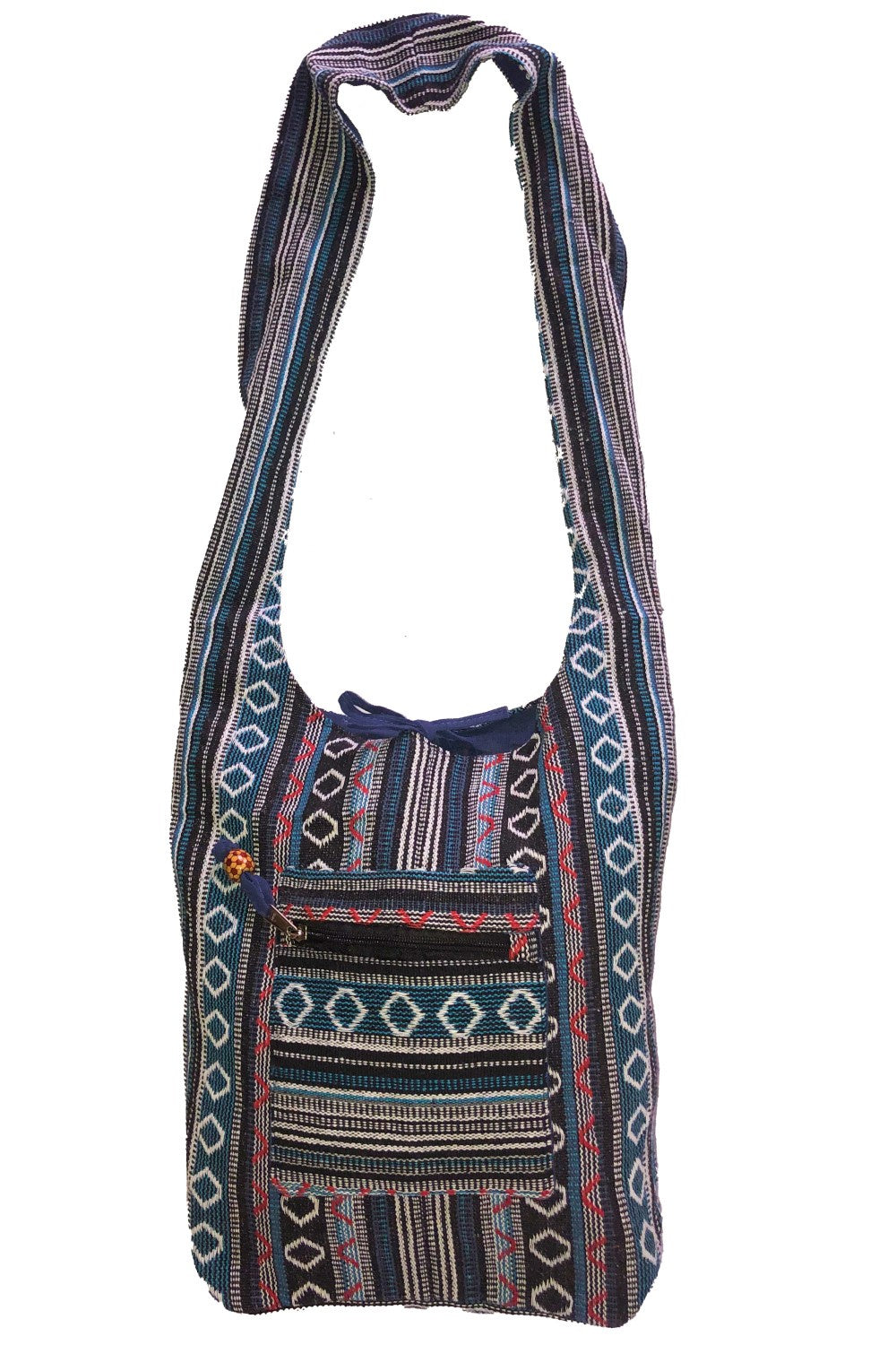 Woven Zip Top Hobo Shoulder Bag Blue/Black