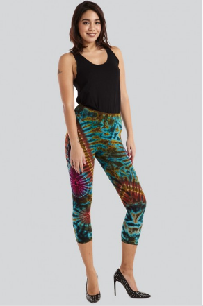 Kathmandu Imports - Teal Tie Dye Capri Leggings