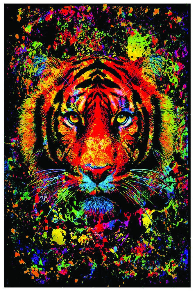 Tiger Splatter Black Light Poster