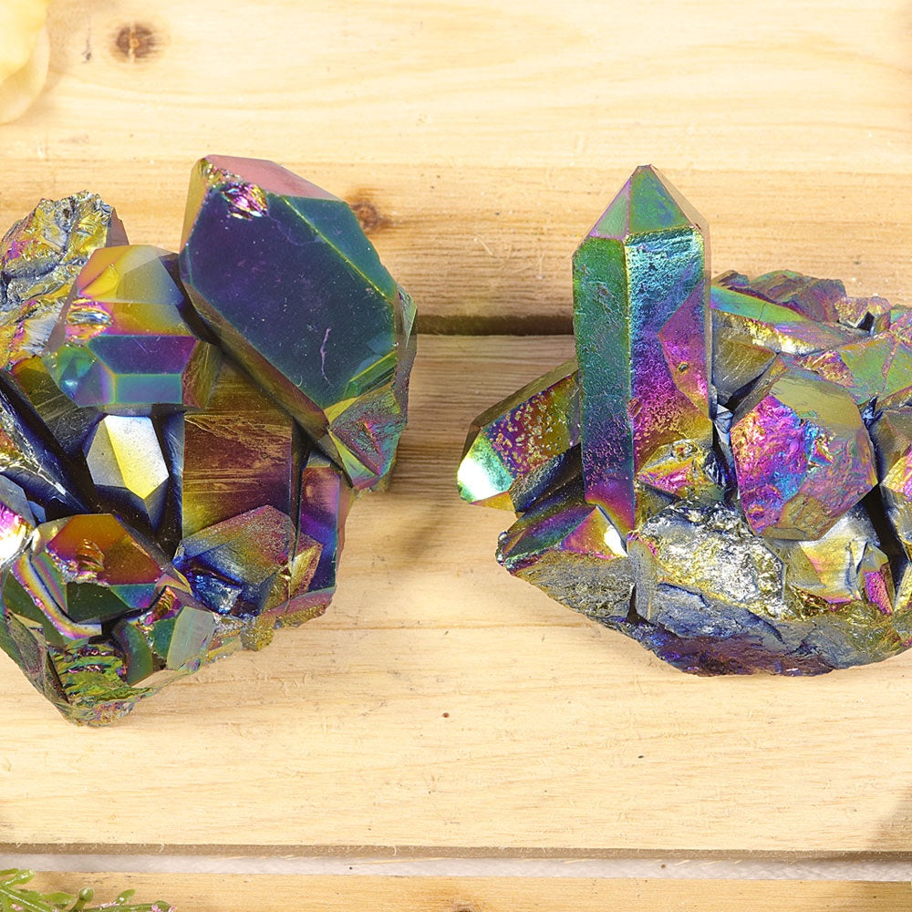 Nature's Artifacts - Clear Quartz Rainbow Aura Cluster