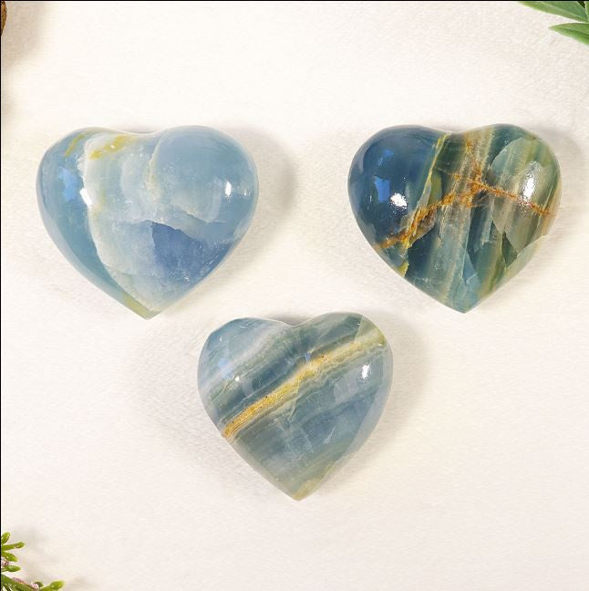 Nature's Artifacts - Aquatine Blue Calcite Puff Heart Stone