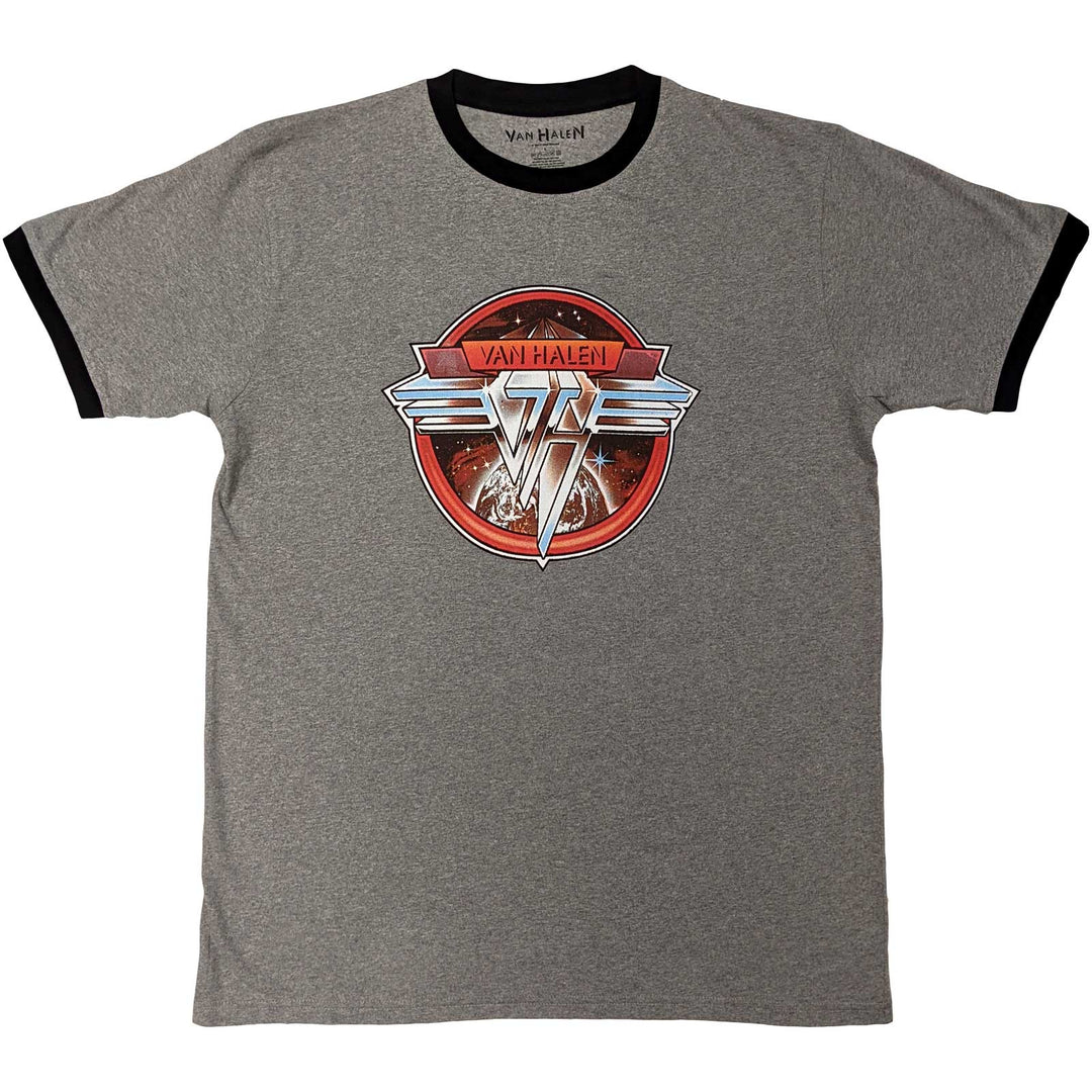 VAN HALEN UNISEX RINGER T-SHIRT: CIRCLE LOGO