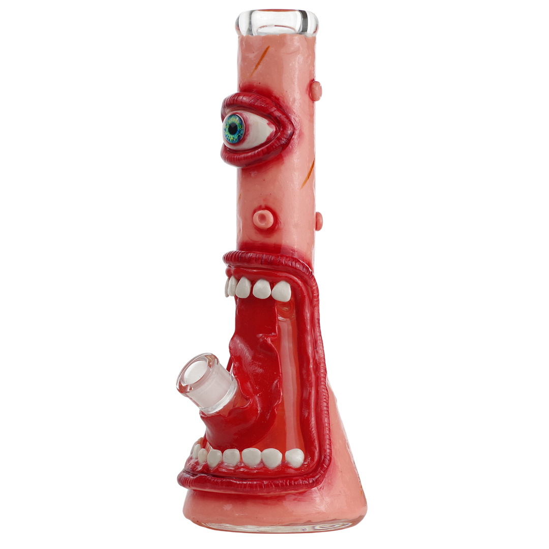 13.5" Glass Water Pipe Clay Monster Design3