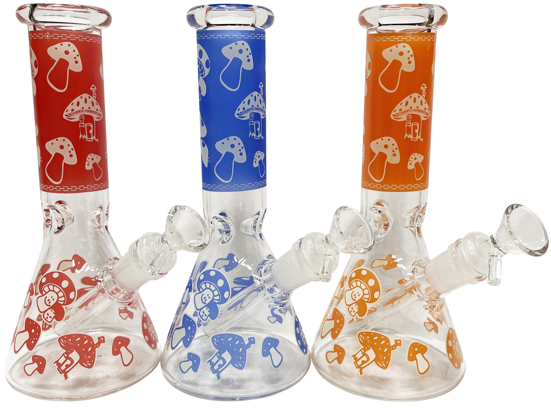 9" Glass Mushroom Water Pipe - Glow in the Dark