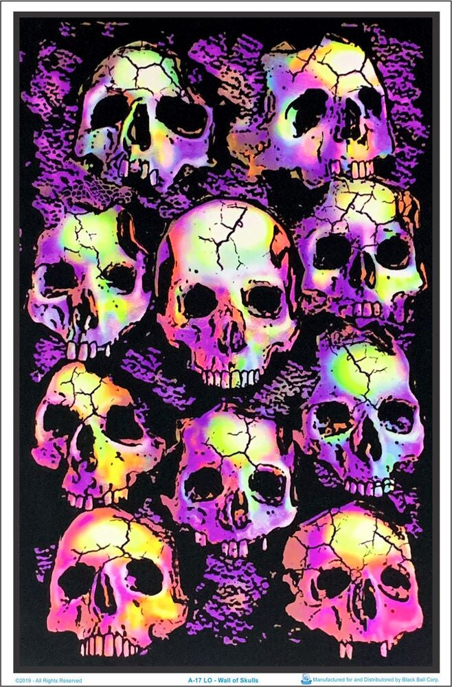 Wall of Skulls Black Light Poster