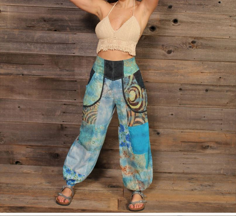 Jayli - Ashbury Jaipuri Patchwork Tie Dye Harem Pants w/Pockets
