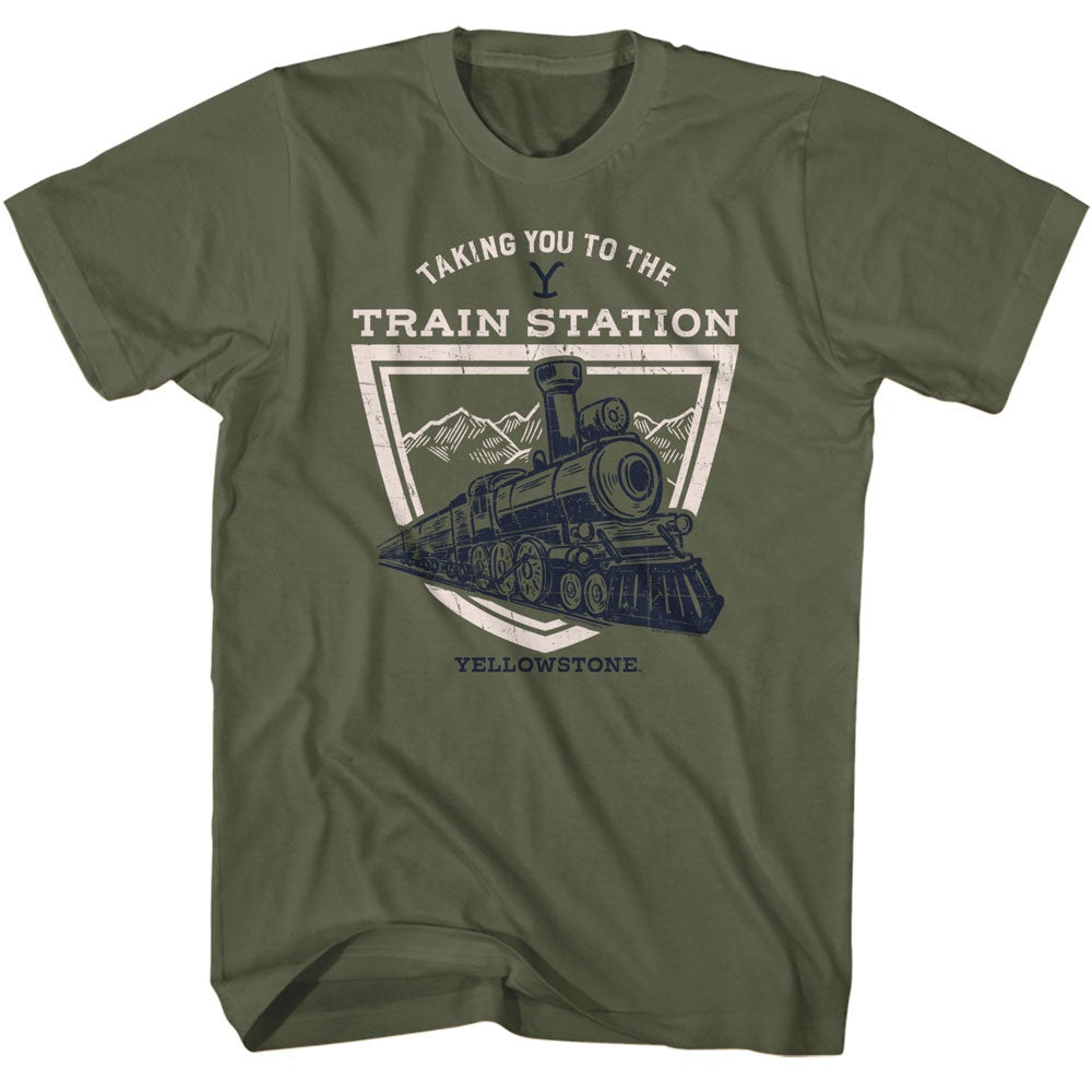 Yellowstone Train Station Badge T-Shirt