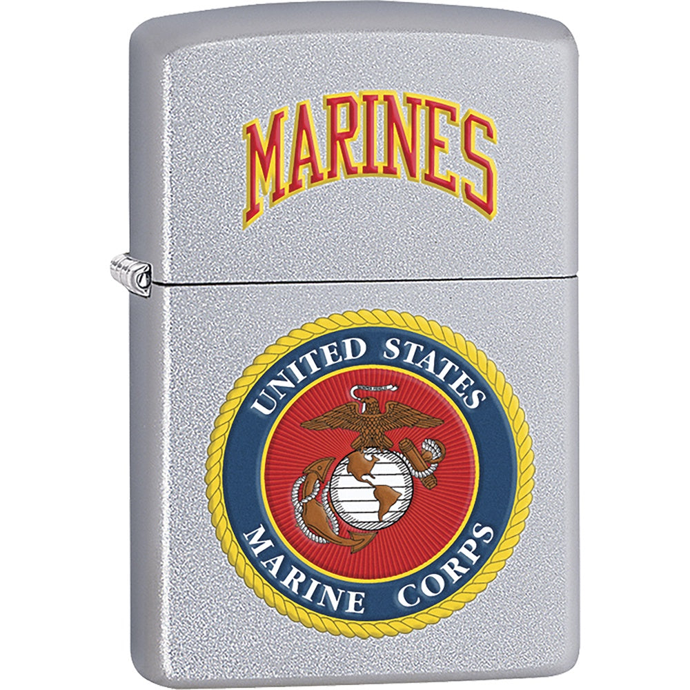 Red "Marines" written above USMC Crest Zippo Lighter - Z108