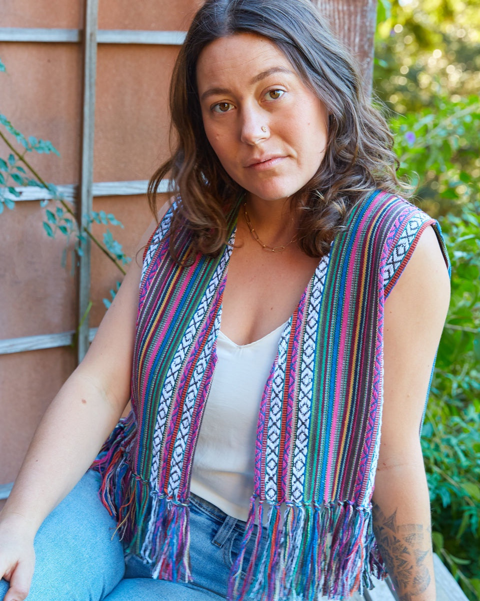 Zig Zag - Brushed Cotton Gheri Bolero Vest