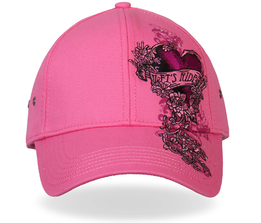 Hot Leathers - Heart Banner Snapback Hat - Pink