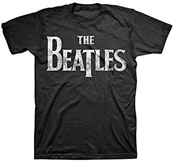 The Beatles Distressed Logo Black T-Shirt