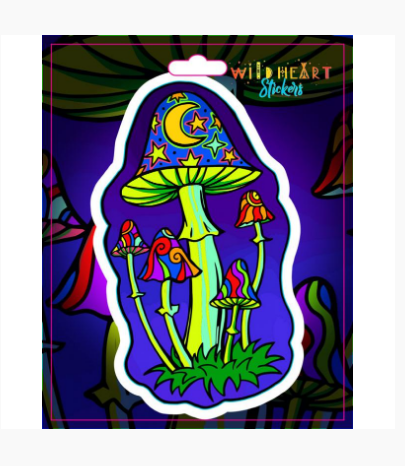 Wild Heart - Multiple Moon Mushrooms Window Sticker