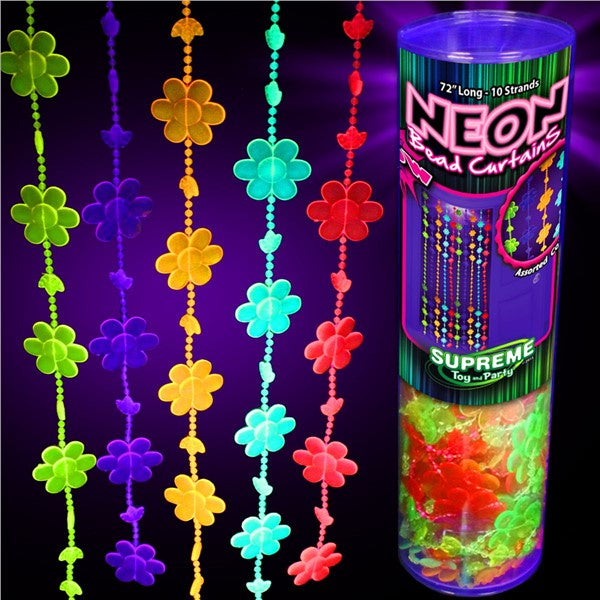 Neon UV Glow Beaded Door Curtain