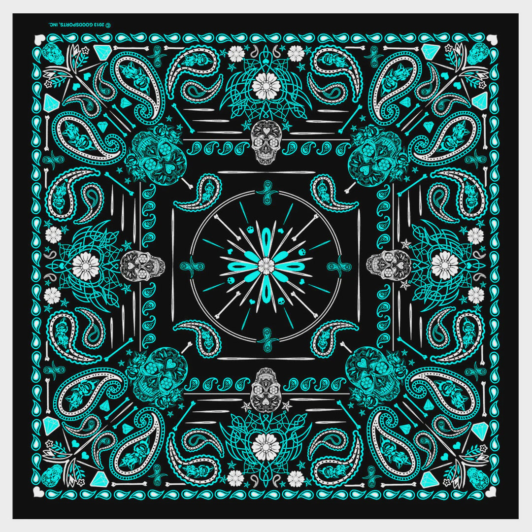 Hot Leathers - Lady Paisley Blue Skull Bandana